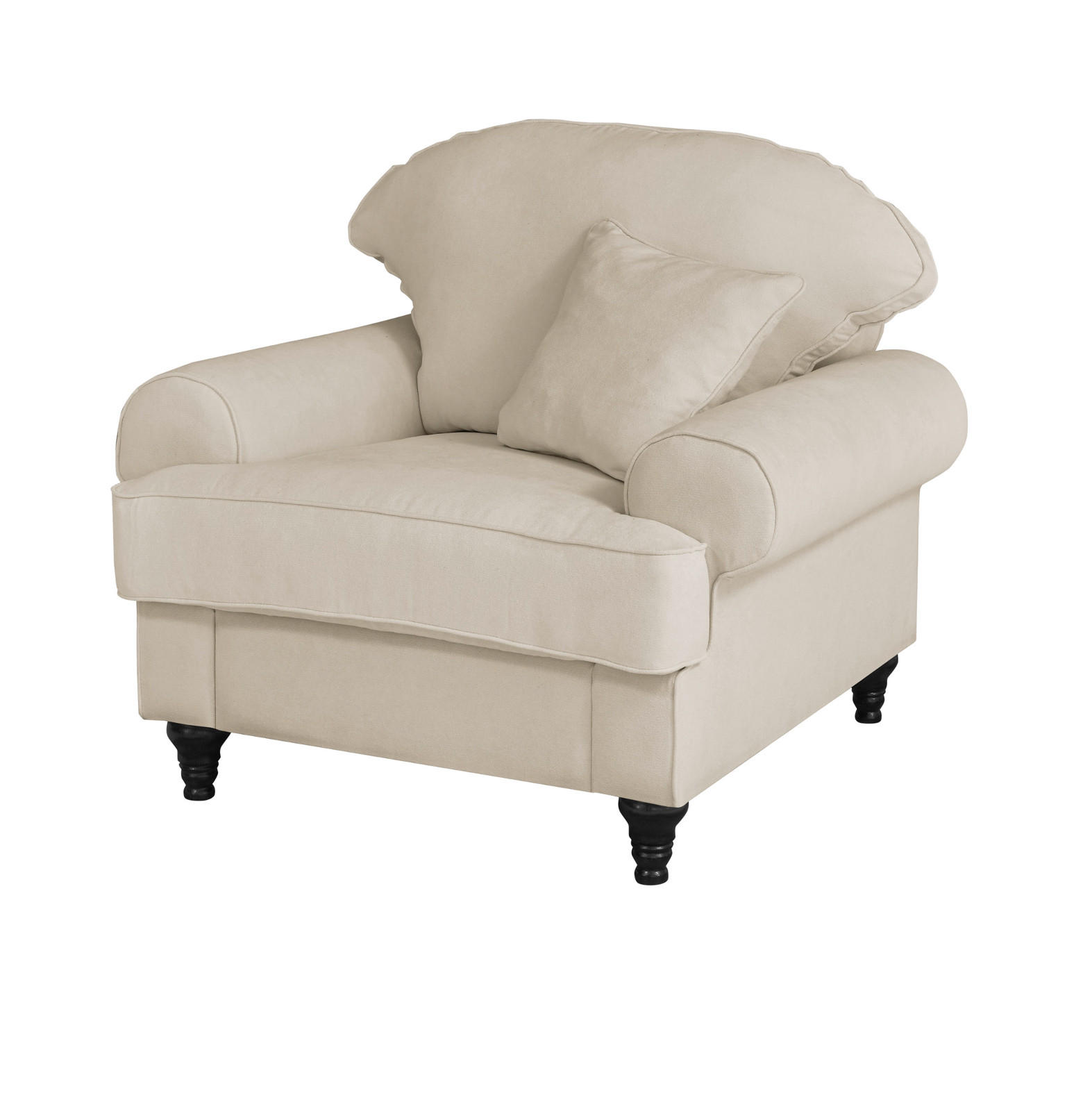 SESSEL beige Landhaus, Loungesessel 110 cm - Beige/Braun, Holz/Textil (110/95/100cm) - Furn.Design