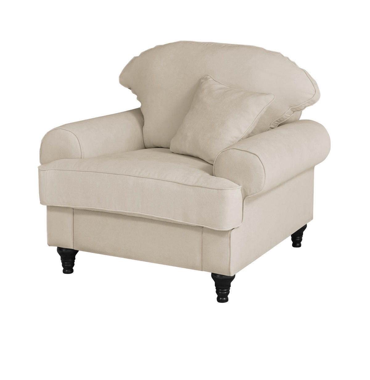 SESSEL beige Landhaus, Loungesessel 110 cm - Beige/Braun, Holz/Textil (110/95/100cm) - Furn.Design
