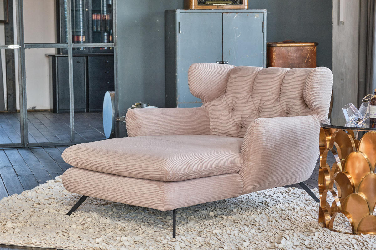 LONGSEAT CHAMRE Taupe - Taupe/Schwarz, Textil/Metall (130/95/160cm) - KAWOLA