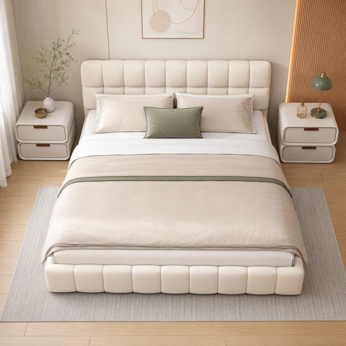 POLSTERBETT 160x200 cm Beige Leinen Bett, modern Kanten Design Doppelbett - Beige, Textil (160/200cm) - CASIVA