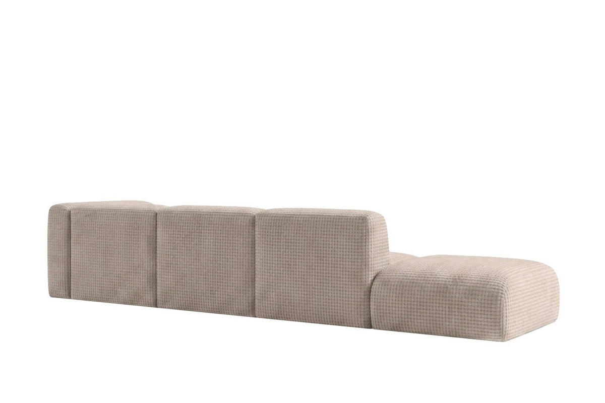 ECKSOFA L-Form mit Hocker, Chenille-Stoff Cremona, Beige, Links, GRETA - Beige, Holz (386/179cm) - Kaiser Möbel
