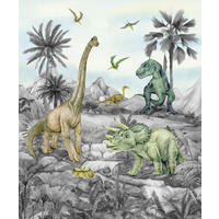 FOTOTAPETE Dinosaurier 270 x 225 cm - Grau, Papier (270/225cm) - Sanders & Sanders