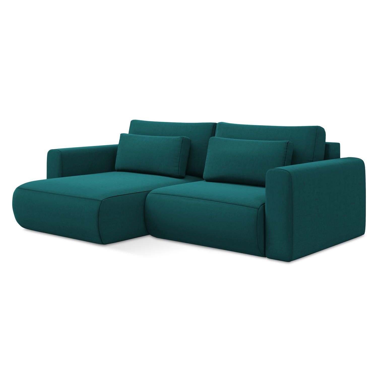 ECKSOFA mit Schlaffunktion Samt Stoff Blau - Blau/Petrol, Kunststoff/Textil (149/240cm) - LaMiaSofa