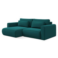 ECKSOFA mit Schlaffunktion Samt Stoff Blau - Blau/Petrol, Kunststoff/Textil (149/240cm) - LaMiaSofa