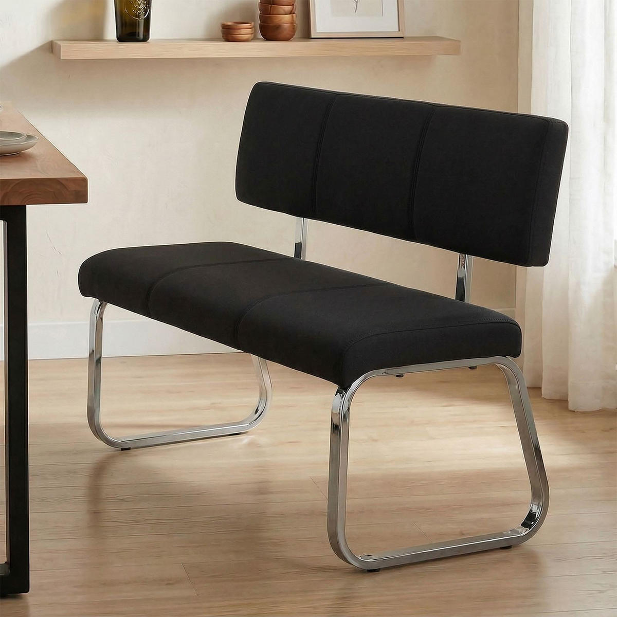 ESSZIMMERBANK VILAS - Schwarz, Textil/Metall (135/56/87cm) - IDIMEX