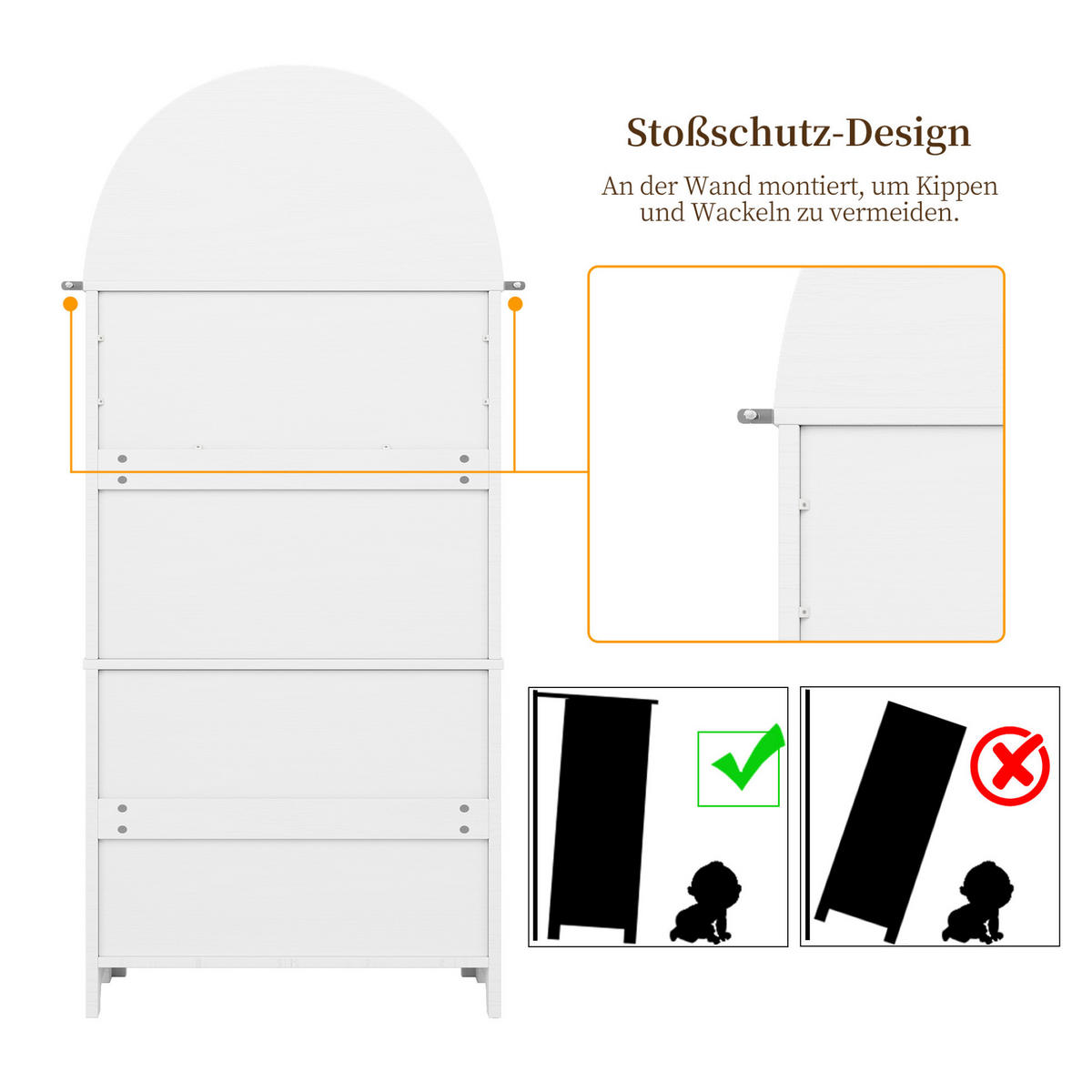 KREDENCA z obokanim zaključkom, bela, MDF, 70/35/180 cm - bela, leseni material (35/180/70cm) - OKMYHOME