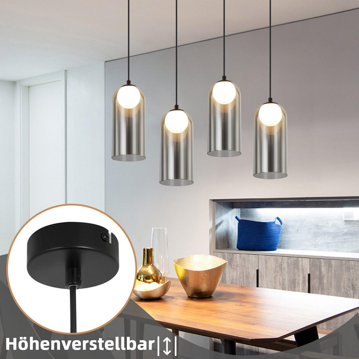 HÄNGELEUCHTE Margolis 8/8/145.5 cm - Schwarz, Metall (8/8/145.5cm) - Nettlife