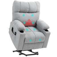 MASSAGESESSEL DE-06363 elektrisch, Wärme, 135° neigbar Hellgrau - Hellgrau, Textil/Metall (95/109/91cm) - ComfortXL