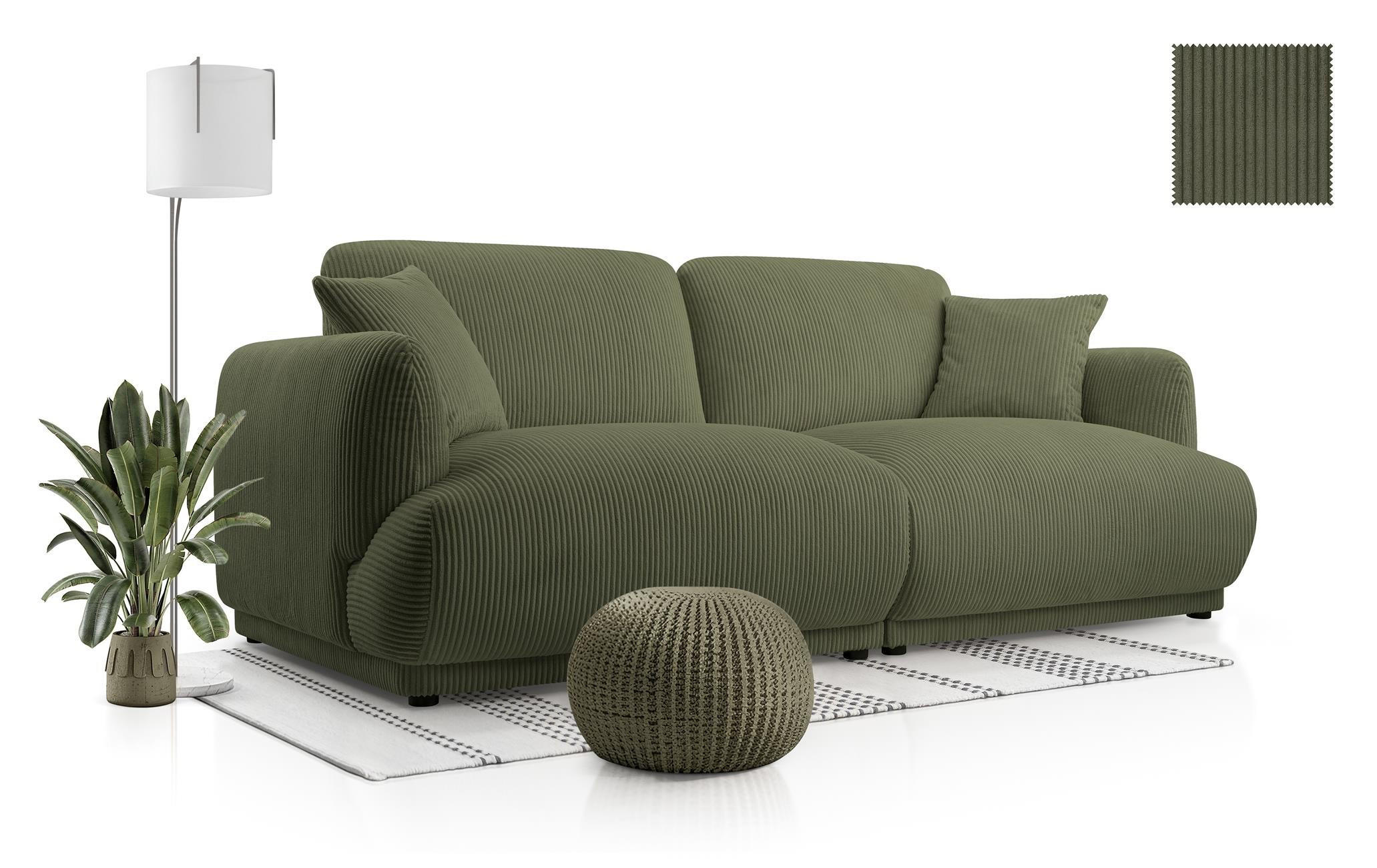 2-SITZER-SOFA Locco Grün, Zweisitzer Sofa - Grün, Holzwerkstoff (206/83/102cm) - Bettso