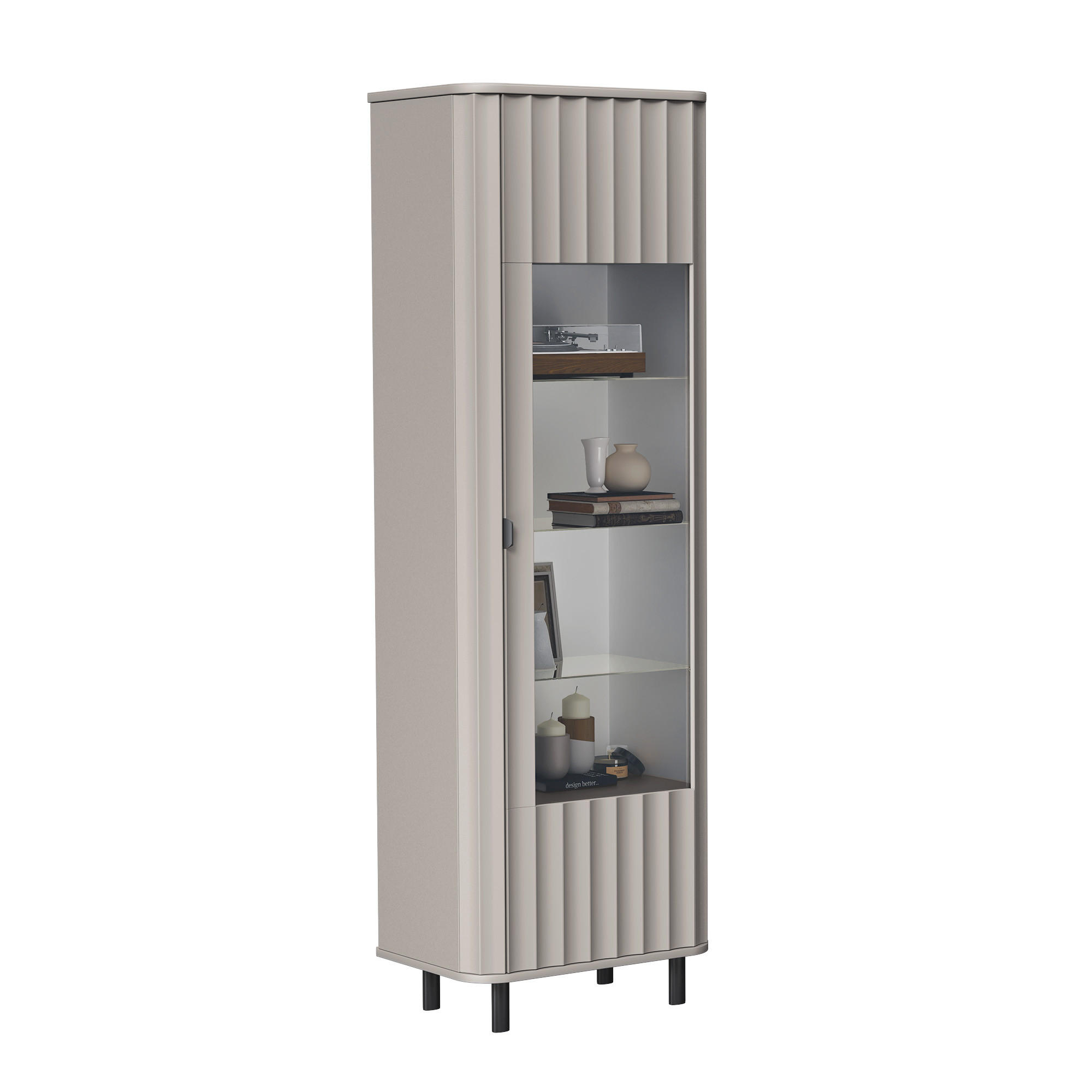Idohome Vitrine Grau 65x200x40.5 cm