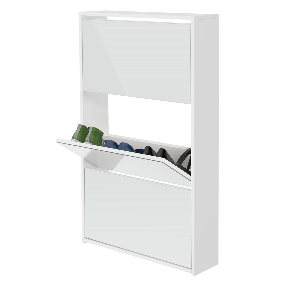 SCHUHSCHRANK mit Spiegel - Weiß, Holzwerkstoff (17/113/63cm) - ML-DESIGN
