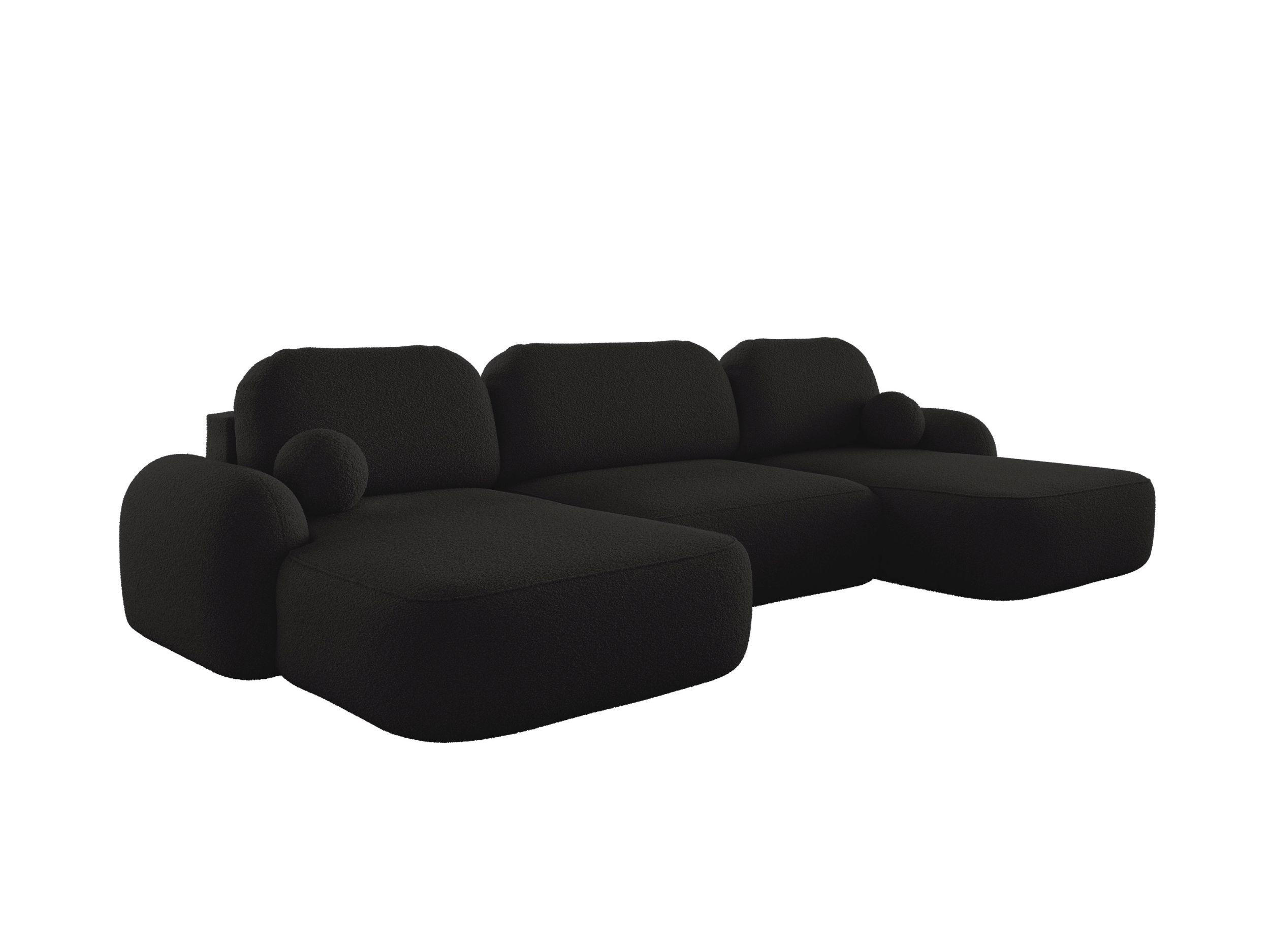 WOHNLANDSCHAFT MOLLY U TERRA FROTTE 14 mit Schlaffunktion - Schwarz, Textil (366/94/175cm) - Bedante