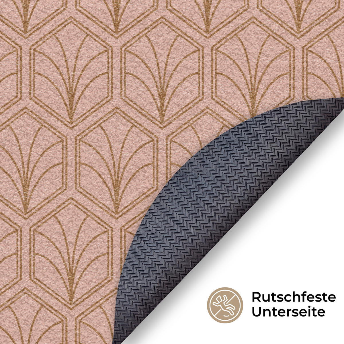 ROHOŽKA Lososově růžová - Vzor - Geometrický 90x90 cm - starorůžová, textil/umělá hmota (90/0.4cm) - MuchoWow