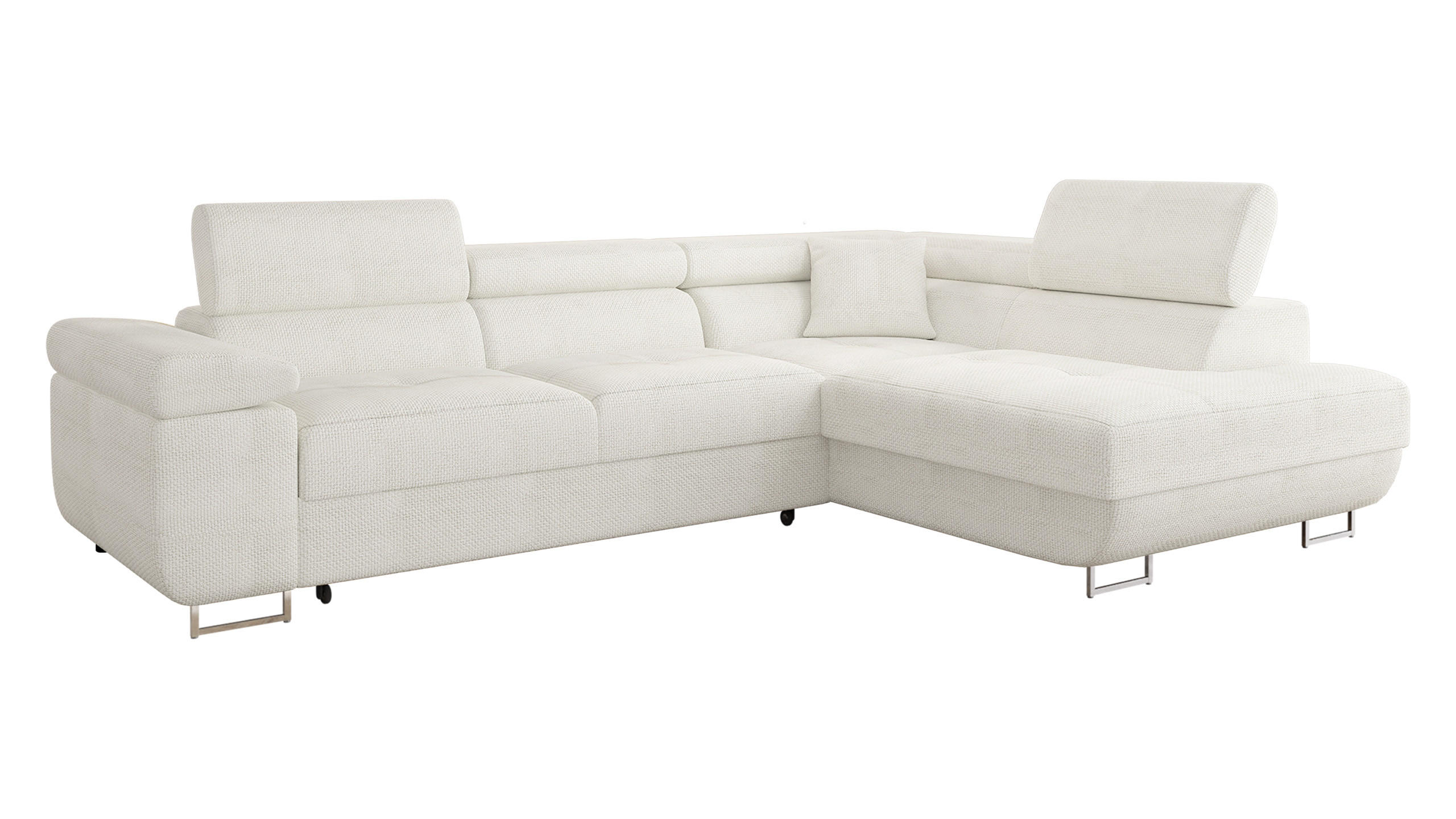 ECKSOFA Torezio, Seite: Rechts - Ecru, Holz/Textil (274/203cm) - MIRJAN24