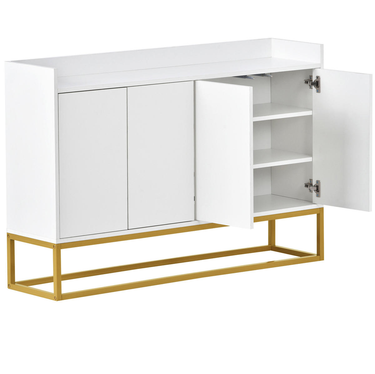 SIDEBOARD aus Spanplatte 120x30x80 cm Weiß mit 4 Türen, verstellbaren Einlegeböden und Push-to-open - Weiß, Holzwerkstoff (120/80/30cm) - Modfu
