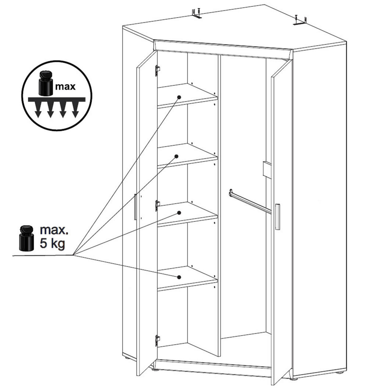 ECKKLEIDERSCHRANK Imperial Nussbaum Imperial / 93 / 93 / 195 cm - Nussbaumfarben/Braun, Holz/Holzwerkstoff (93/195/93cm) - Feldmann-Wohnen