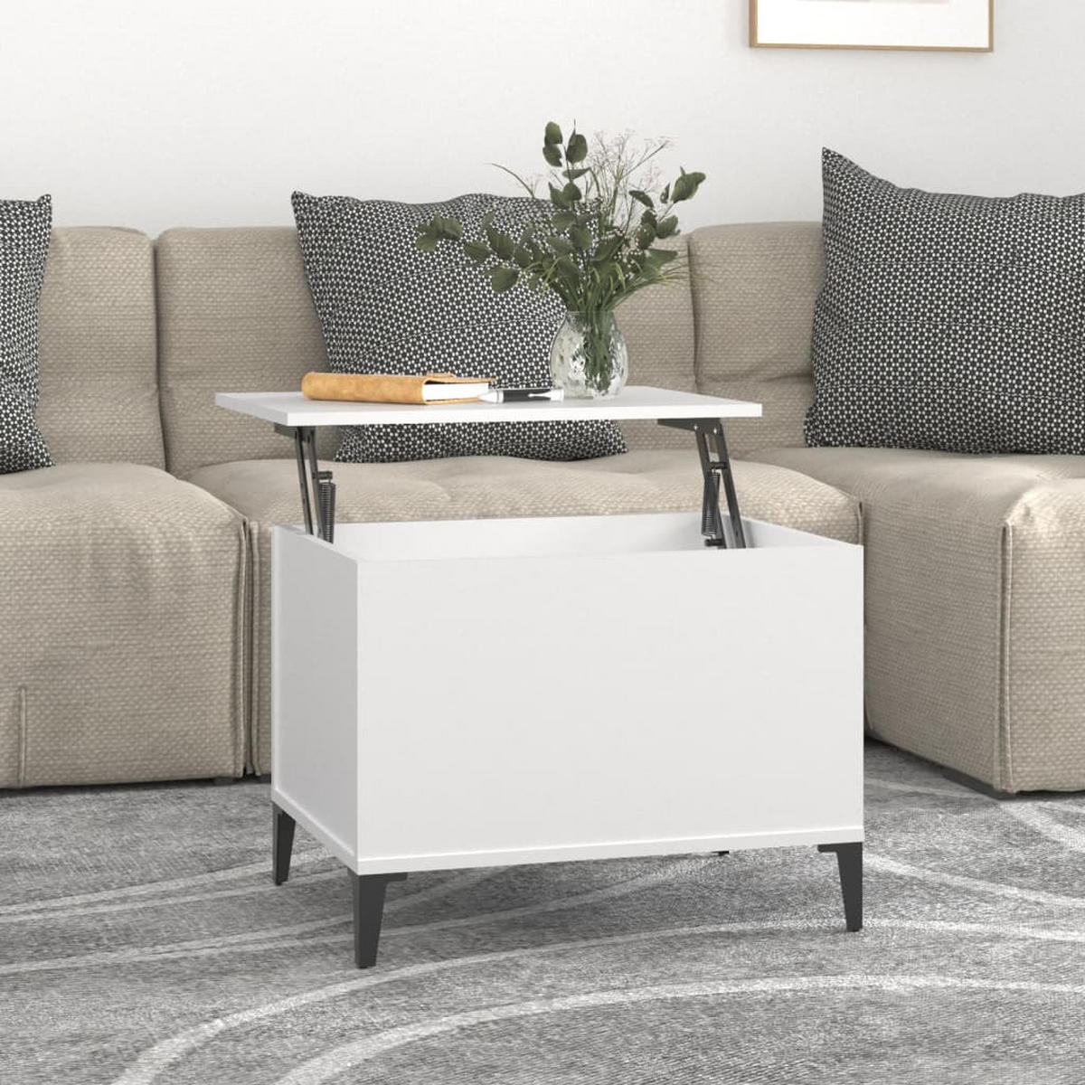 COUCHTISCH Weiß 60x44,5x45 cm Holzwerkstoff - Weiß, Holzwerkstoff (60/44.5/45cm) - furnicato