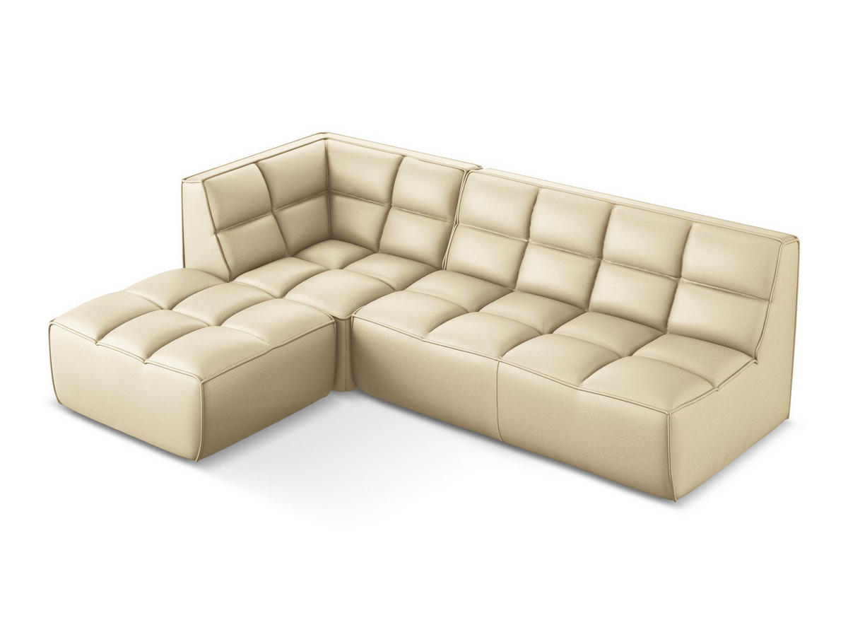 ECKSOFA Beidseitig Kunstleder Beige - Beige/Schwarz, Leder/Kunststoff (258/178cm) - Makamii