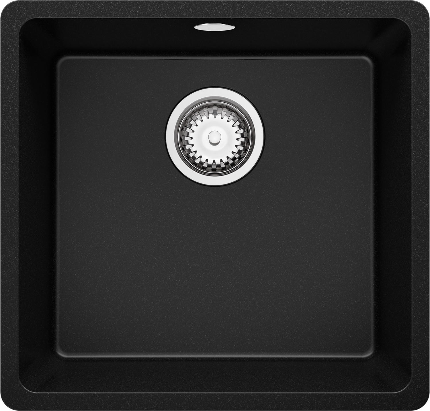 UNTERBAUSPÜLE GRANIT Venedig Easy, 2-er set Schwarz 46/44 cm 1 Becken + Ablauf-Set ab 50er Unterschrank - Chromfarben/Schwarz, Kunststoff (46/20/44cm) - Primagran