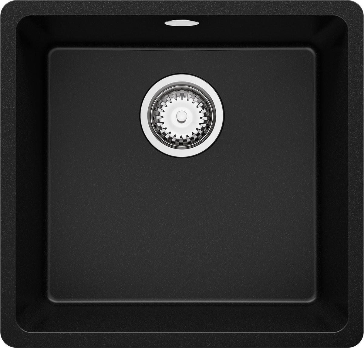 UNTERBAUSPÜLE GRANIT Venedig Easy, 2-er set Schwarz 46/44 cm 1 Becken + Ablauf-Set ab 50er Unterschrank - Chromfarben/Schwarz, Kunststoff (46/20/44cm) - Primagran