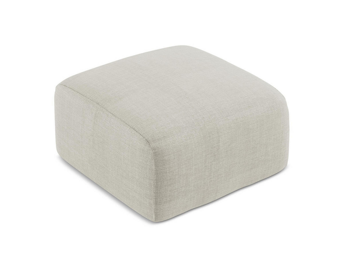 POUF Strukturstoff Beige - Hellbraun/Schwarz, Holzwerkstoff/Kunststoff (65/40/65cm) - Makamii