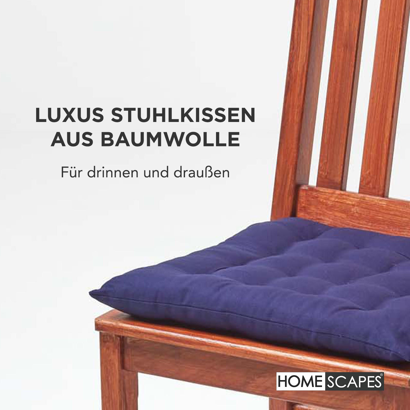STUHLKISSEN 4er-Set dunkelblau 40/40/6,5 cm - Dunkelblau, Textil (40/40/6.5cm) - Homescapes