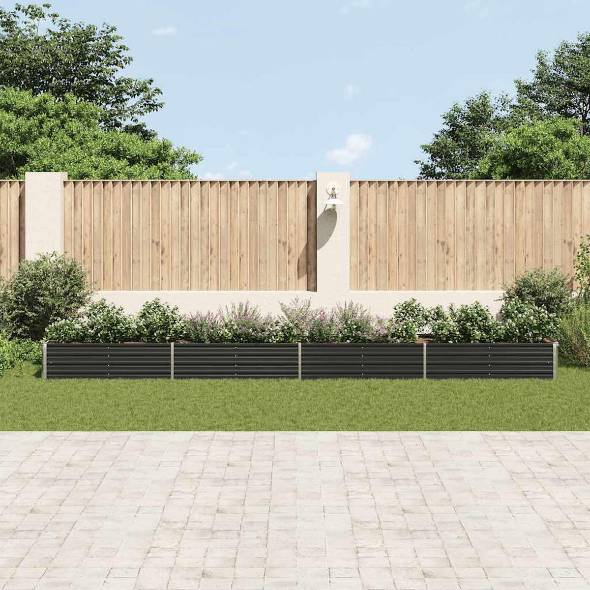 HOCHBEET für Garten OSKAR Anthrazit 600x80x45 cm Metall - Anthrazit, Metall (600/45/80cm) - DELUKE