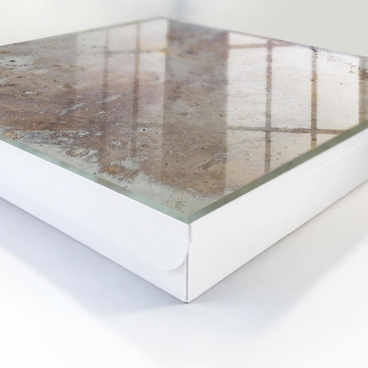 SCHLÜSSELBOX Weiß 30x30 cm – Türöffnung nach rechts - Erdige Textur - Beige, Metall (30/30/5cm) - TULUP