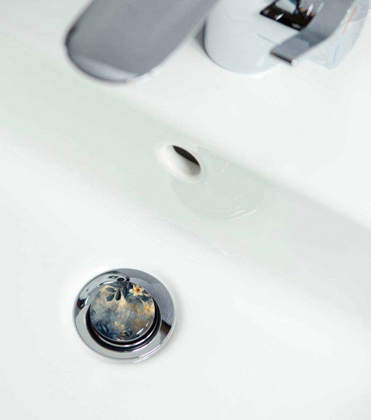 WASCHBECKENSTÖPSEL Lilybud - Gelb/Grau, Kunststoff/Metall (4/7/7cm) - Sanilo