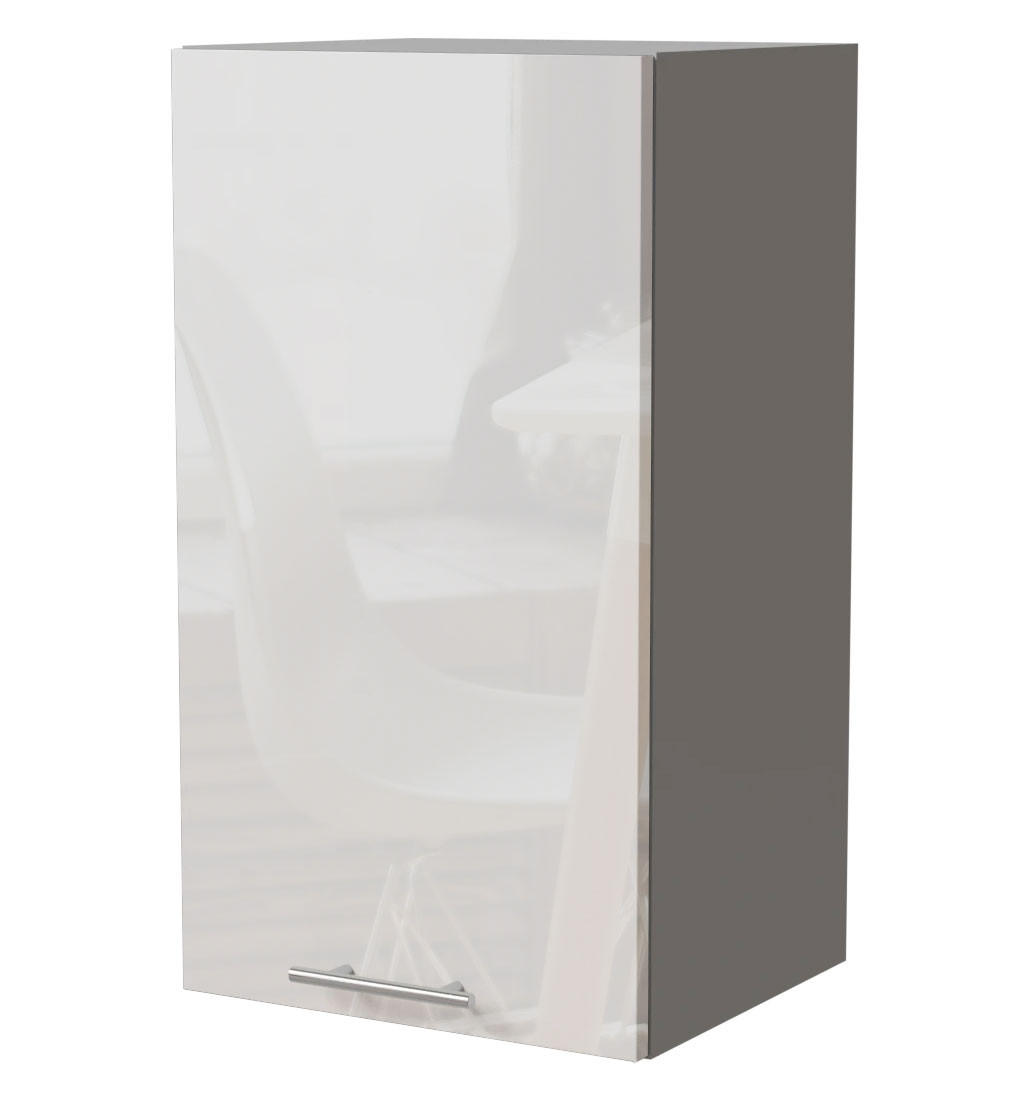 Feldmann-Wohnen Küchenhängeschrank Weiß Hochglanz, Grau 40x72x32.5 cm