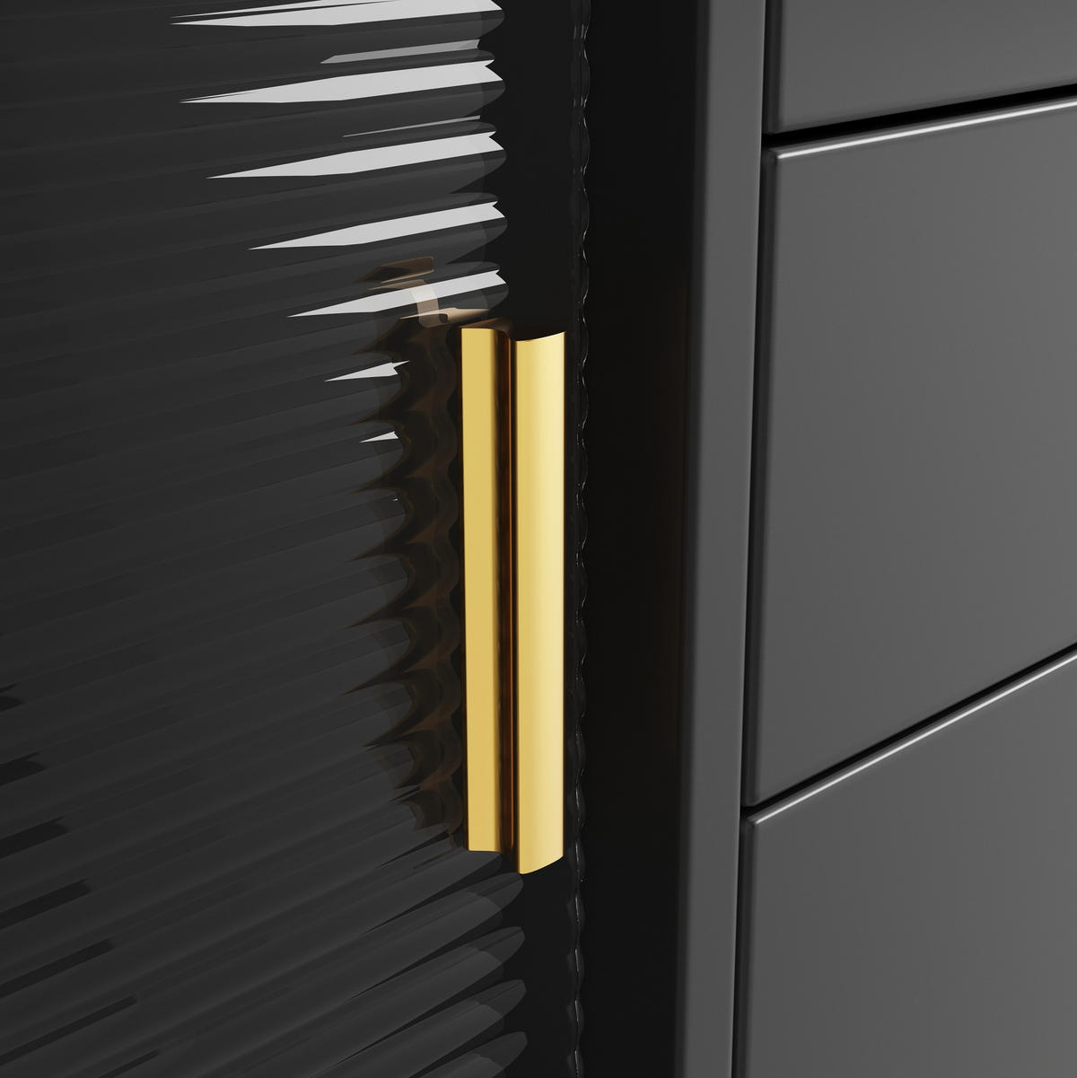 HOCHSCHRANK mit LED-Beleuchtung 145x39x171 cm Glas Schwarz - Schwarz, Glas (39/171/144.9cm) - Meubliv