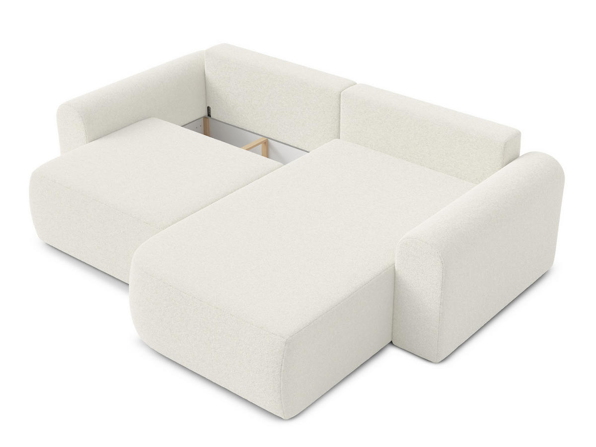 ECKSOFA L Form Otterton Creme 250/180/95 cm Rechts mit Schlaffunktion - Creme/Schwarz, Kunststoff/Textil (250/180cm) - AX Living