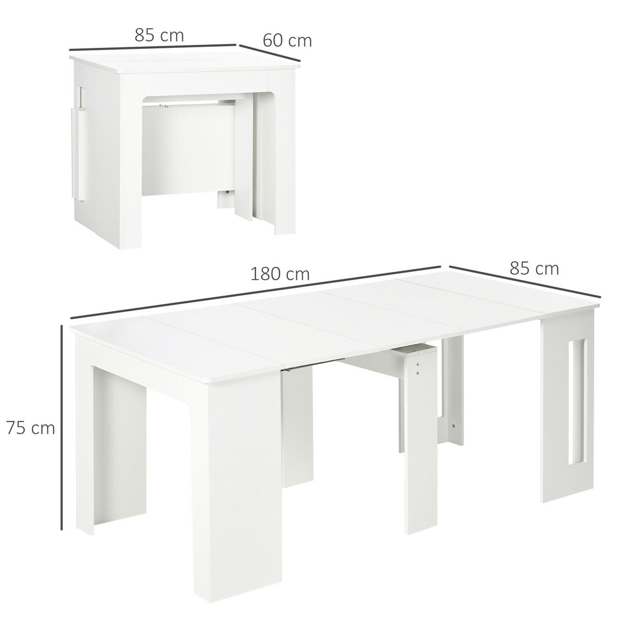 ESSTISCH Weiß 180.0/85.0/75.0 - Weiß, Holzwerkstoff (180/85/75cm)