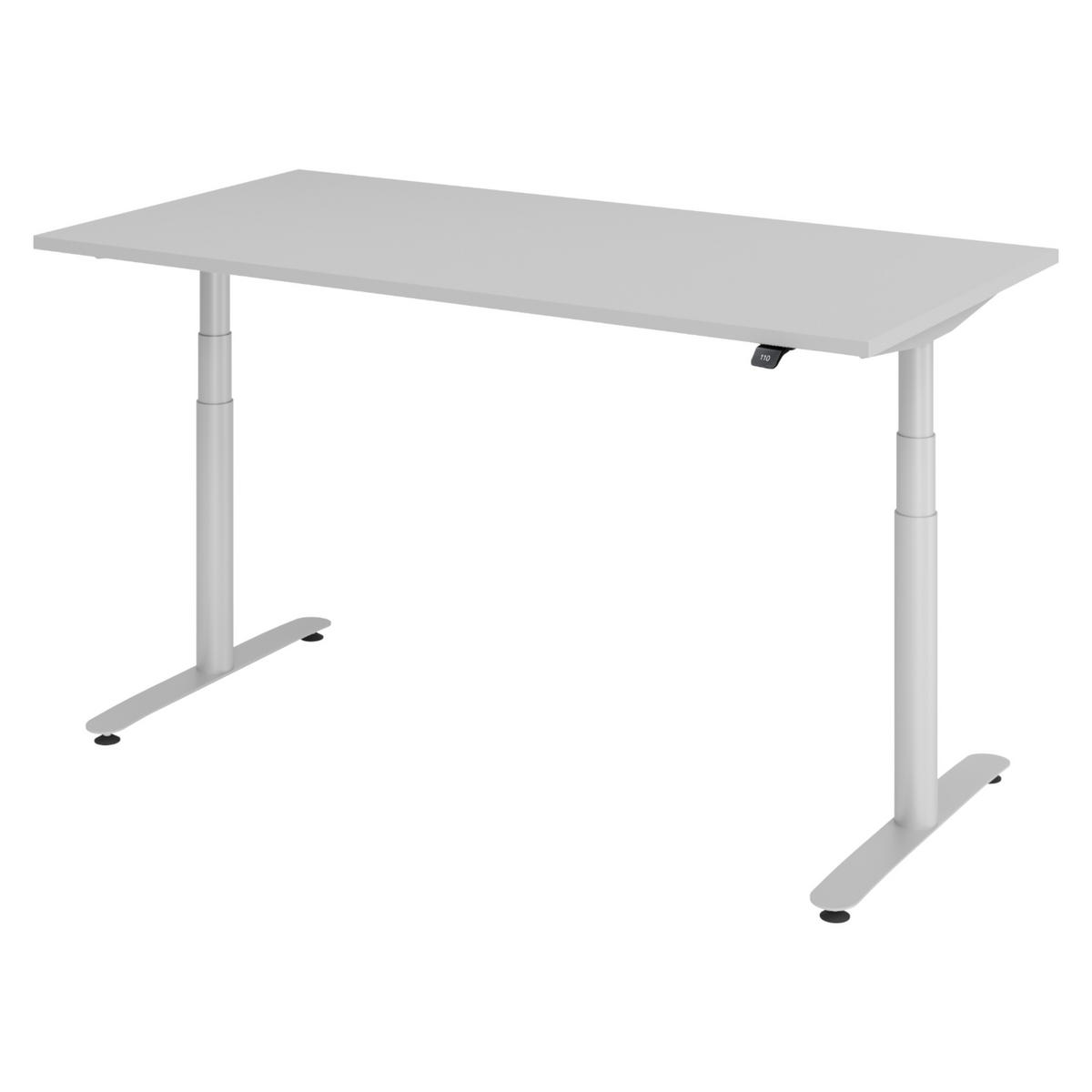 SCHREIBTISCH elektrisch Bluetooth & App XDLR 160/80/72 cm in Grau/Silberfarben - Silberfarben/Grau, Holzwerkstoff (160/80/72cm) - bümö
