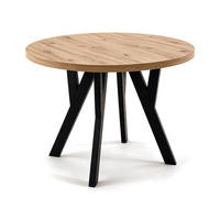 ESSTISCH ausziehbar rund 90-190 cm ATO Aristan, Auszugstisch mit Einlegeplatte - Dunkelbraun/Schwarz, Holzwerkstoff (90/90/77cm) - VENASI MÖBEL