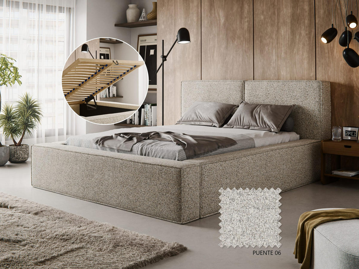POLSTERBETT Lesti 180x200 cm, Beige - Beige, Textil (180/200cm) - Fedve