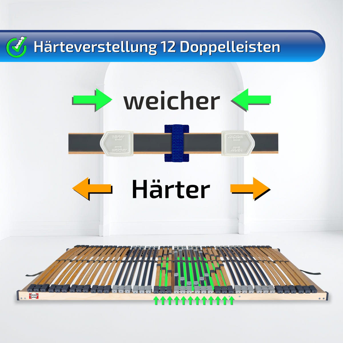 LATTENROST Starr 42 Leisten 90x190cm 8,5 cm Hoch 7-Zonen bis 200 kg - Buchefarben/Naturfarben, Holz (90/190cm) - Matratzen Perfekt