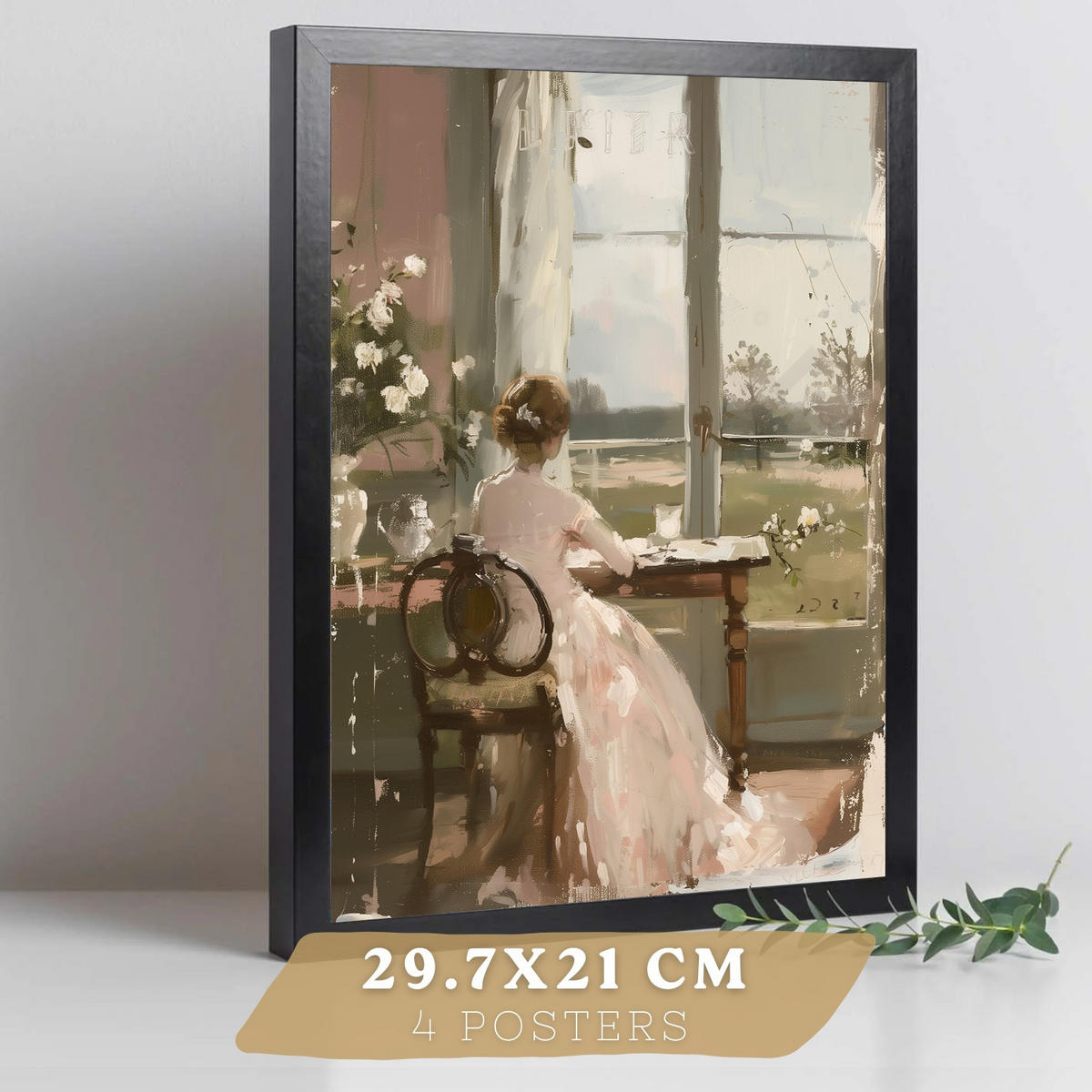 PLAKAT Sada 4 Západ slunce A3 Černý rám - černá, papír (29.7/1/42cm) - Nacnic