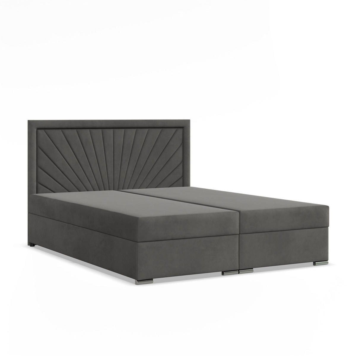 BOXBETT MIT KOPFTEIL 180x200 VICENZA, Grau - Graphitfarben, Textil (180/200cm) - Mebligo