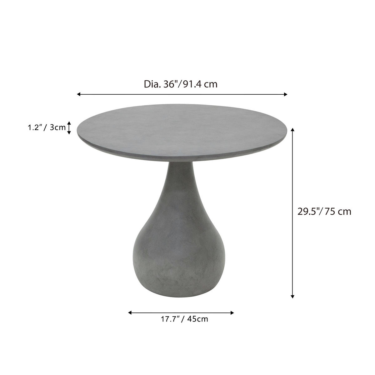 ESSTISCH CORDOBA Mittel aus Beton 91.4x91.4x75 - Grau, Naturmaterialien (91.4/91.4/75cm) - Elementi