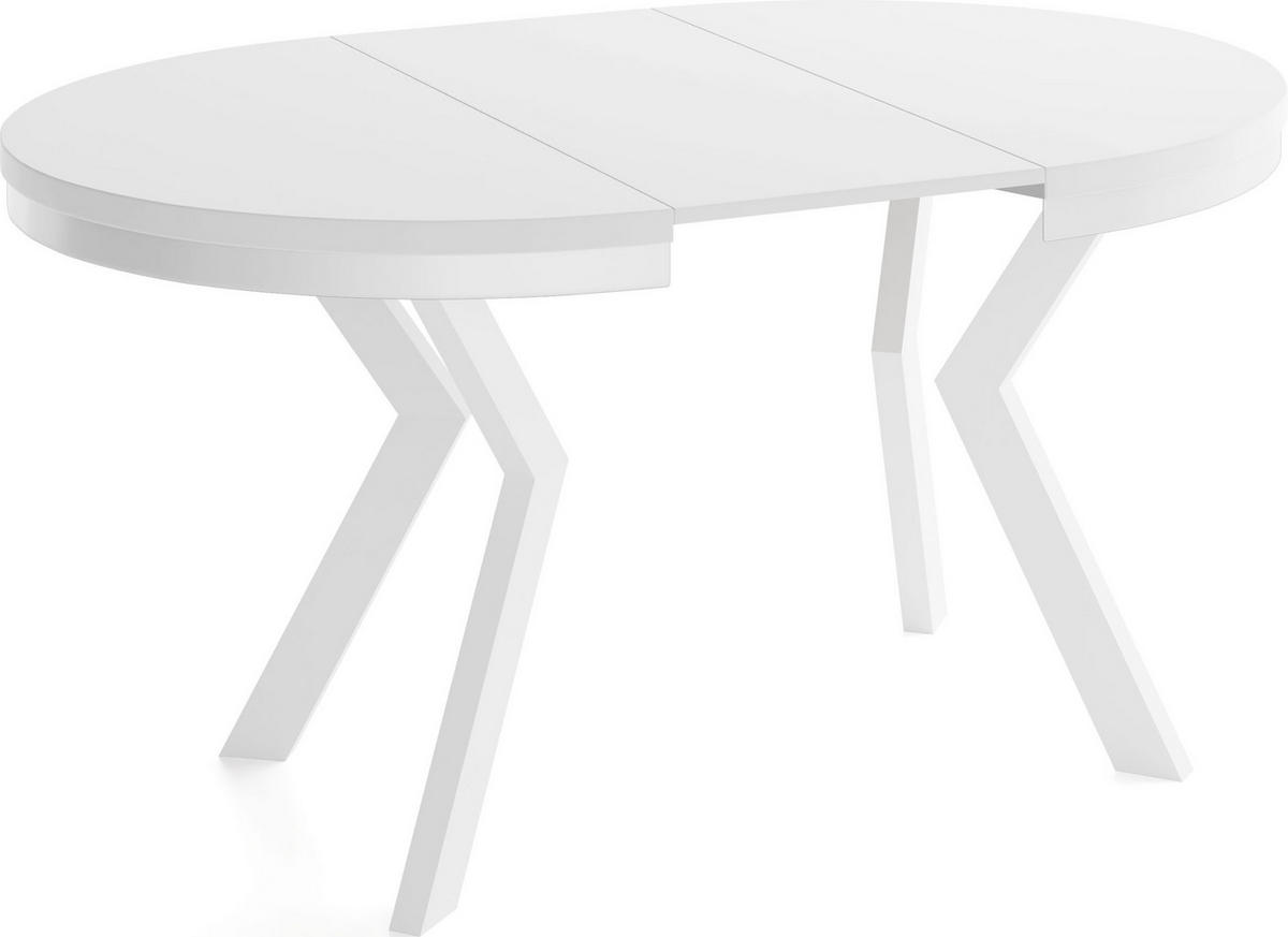 ESSTISCH Savio Weiß Neo rund ausziehbar verlängerbar, Weiß 80-130/80/77 cm - Weiß, Holz/Holzwerkstoff (80/80/77cm) - WFL GROUP