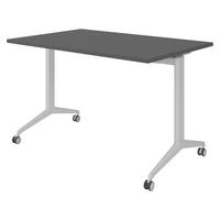 SEMINARTISCH klappbar & fahrbar 80/120/75 cm in Graphitfarben/Silberfarben - Silberfarben/Graphitfarben, Holzwerkstoff (80/120/75cm) - bümö