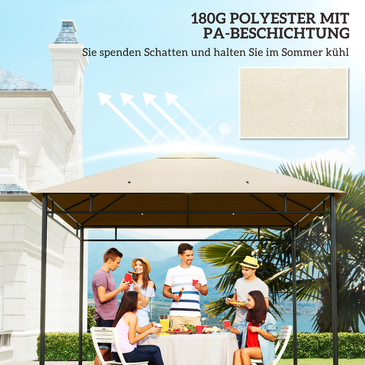 PAVILLON-ERSATZDACH aus Polyester Cremeweiß - Creme, Textil (295/1/298cm) - Outsunny