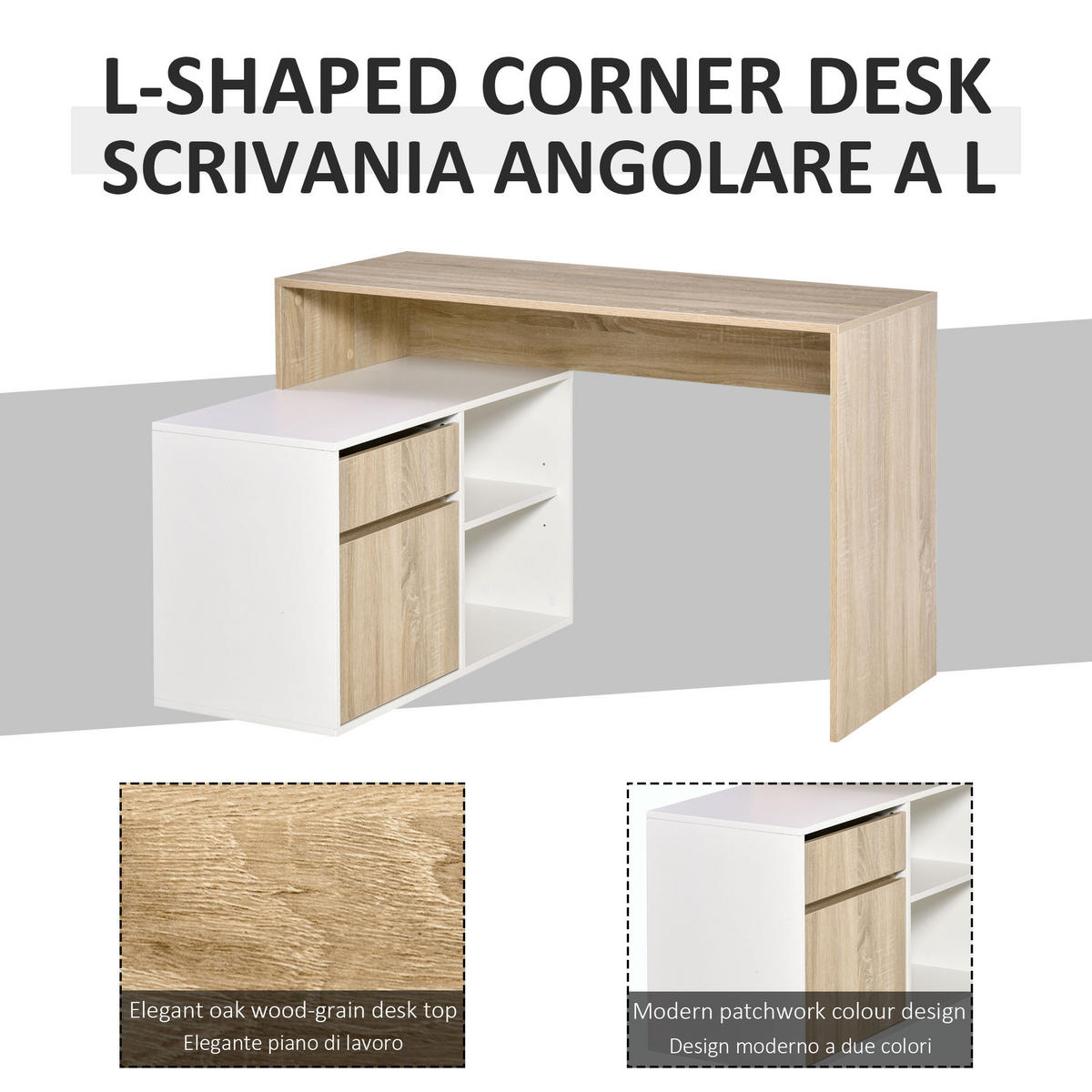 ECKSCHREIBTISCH Multicolor 1 Stück - Multicolor, Holzwerkstoff (120/92/75.5cm) - GiPP