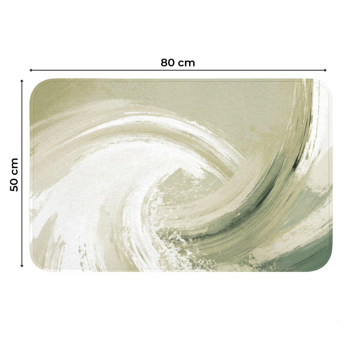WC PŘEDLOŽKA Abstraktní - Tahy štětcem - Vlny - Zelená 80x50 cm - mátově zelená, textil/plast (80/1cm) - OnlyWow