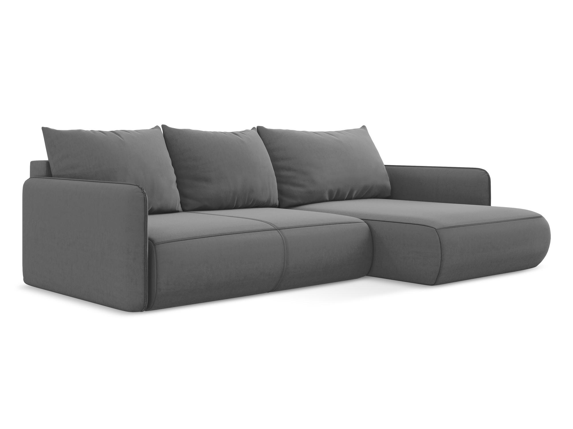 ECKSOFA mit Schlaffunktion Samt Stoff Grau - Schwarz/Grau, Kunststoff/Textil (240/148cm) - Makamii