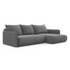 ECKSOFA mit Schlaffunktion Samt Stoff Grau - Schwarz/Grau, Kunststoff/Textil (240/148cm) - Makamii