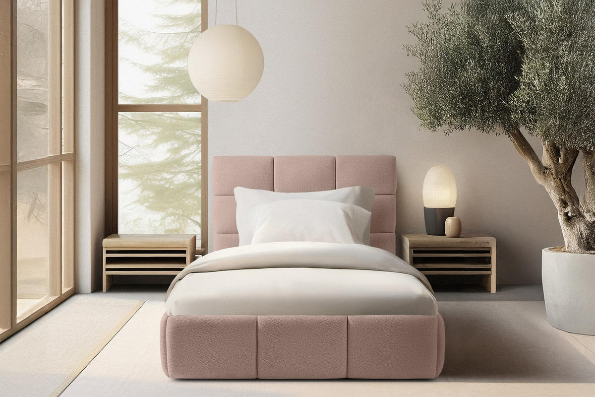 POLSTERBETT ALTOS Einzelbett, Bouclé, rosa - Rosa, Holz/Holzwerkstoff (120/200cm) - KONSIMO®