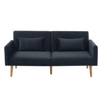 SCHLAFSOFA mit Schlaffunktion und verstellbaren Armlehnen Samt Schwarz 180/75/82 cm - Schwarz, Textil (180/82/75cm) - OKWISH