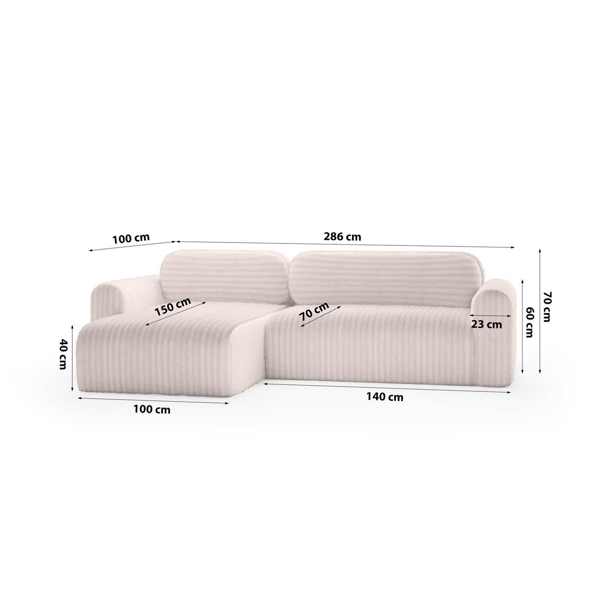 ECKSOFA mit Schlaffunktion Emmen, Rosa - Pink, Textil (286/100cm) - Fedve